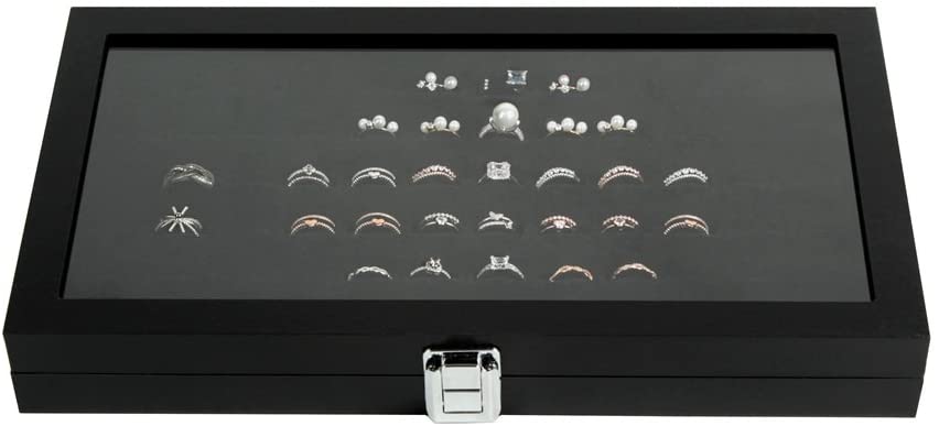 Jackcube Design portaanelli nero velluto 72 scomparti coperchio