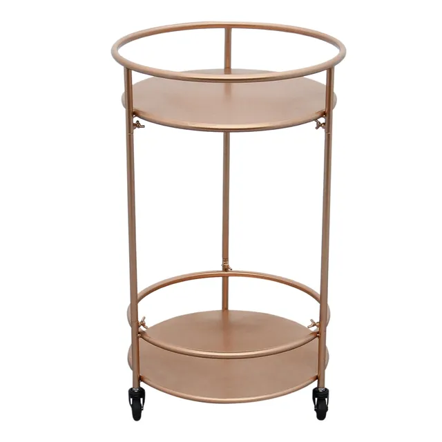 Q-Rax Carrello Cocktail Piccolo Oro Rosato 2 Ripiani Ferro
