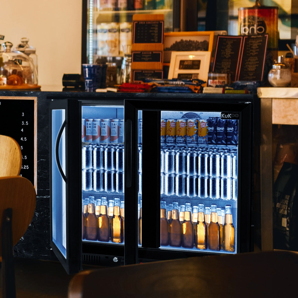 Q-Rax Back Bar Doppia Porta Frigo Bar 208L Vetrina LED