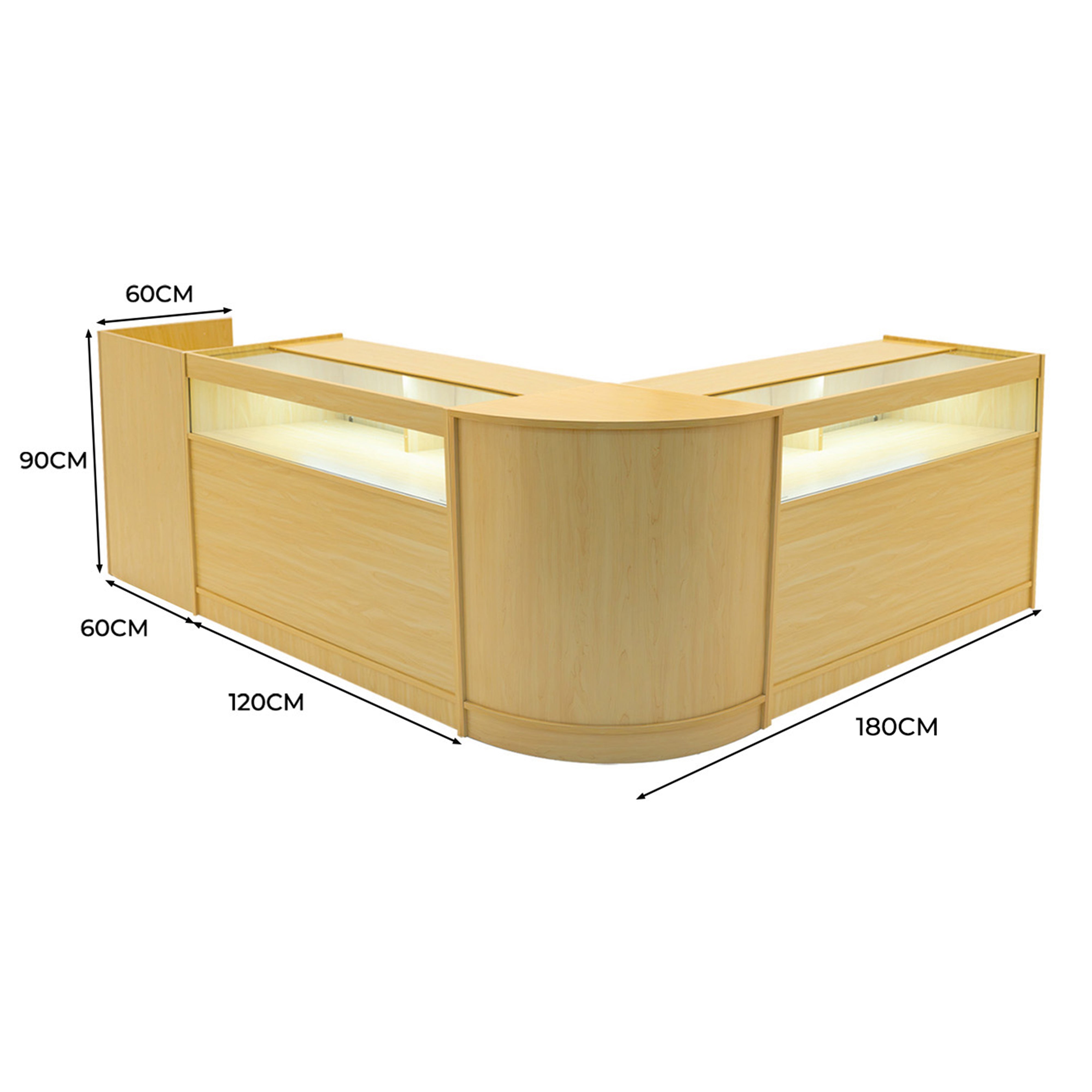 Q-Rax Luna B1200x2 CM60 TB60 Bancone Acero LED