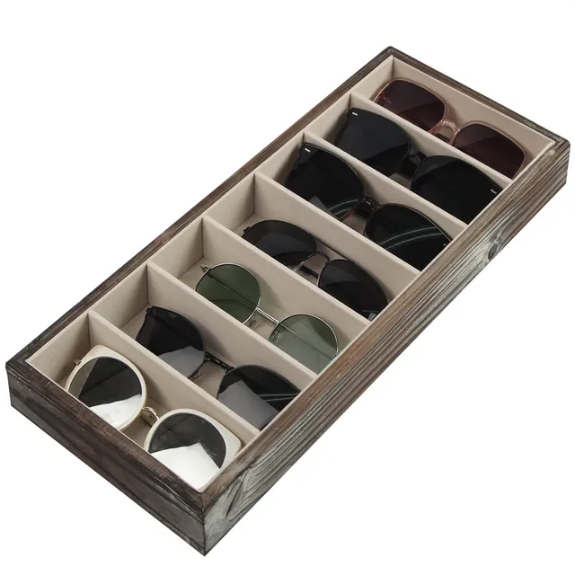 Jackcube Design Porta Occhiali Legno 7 Scomparti Effetto Rustico