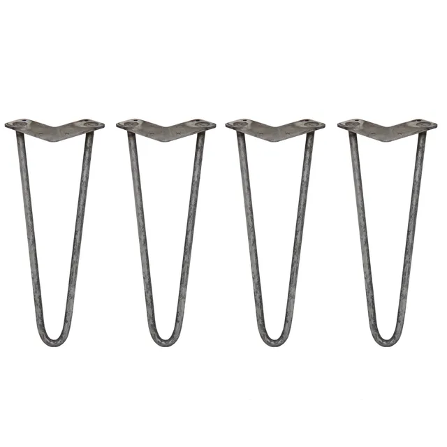 Q-Rax Gambe Tavolo Forcina 35,5cm 2 Rebbi Acciaio Naturale 4pz