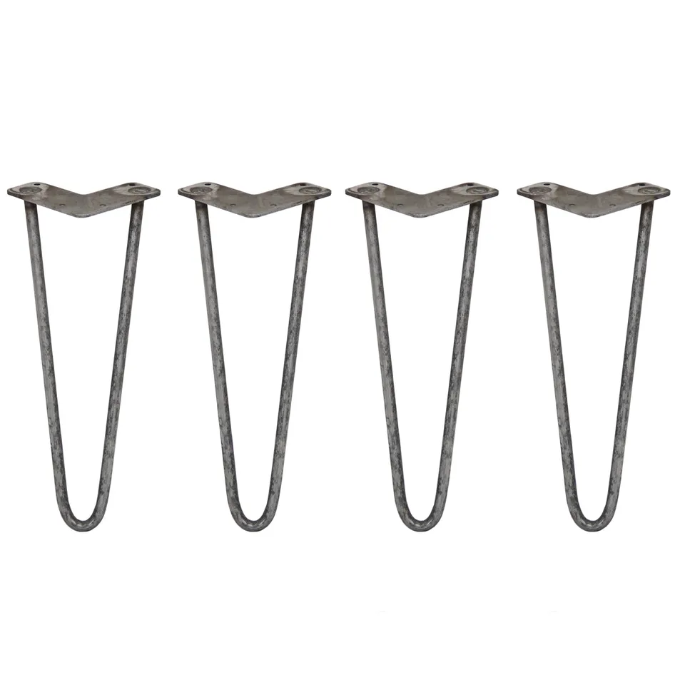 Q-Rax Gambe Tavolo Forcina 35,5cm 2 Rebbi Acciaio Naturale 4pz