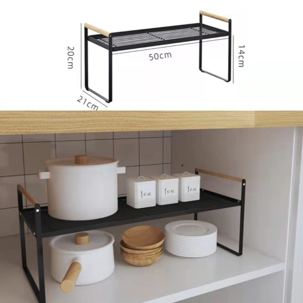 HGYZE Mensole Impilabili Cucina 51x21x20 cm nero metallo