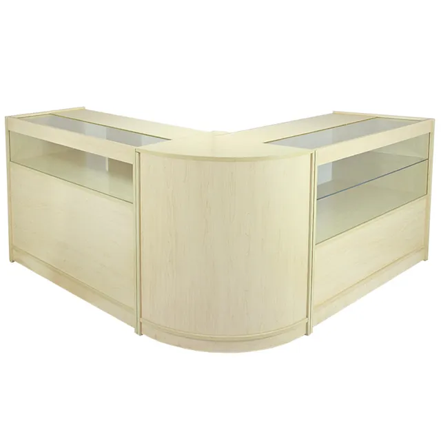 Q-Rax Set Leo 3 Banconi da Negozio in Acero Laminato con Vetro