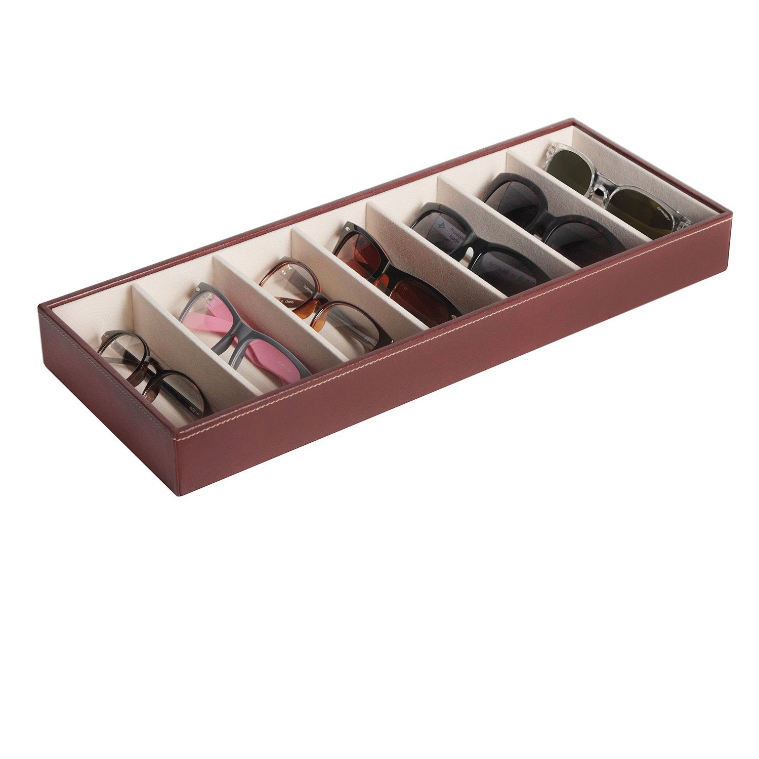 Jackcube Design portaocchiali 7 scomparti pelle marrone
