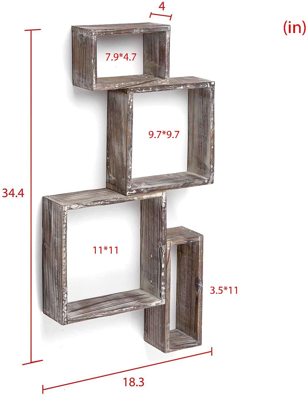 Jackcube Design Living Room set 4 mensole cubo rustiche parete