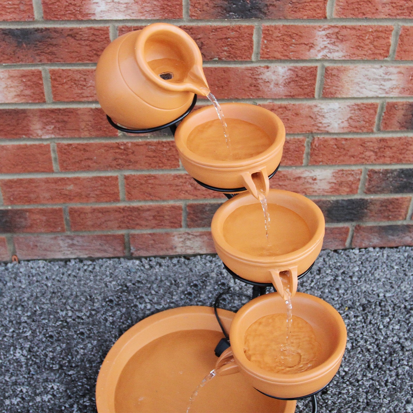 Q-Rax Fontana Solare a Cascata Terracotta 56cm
