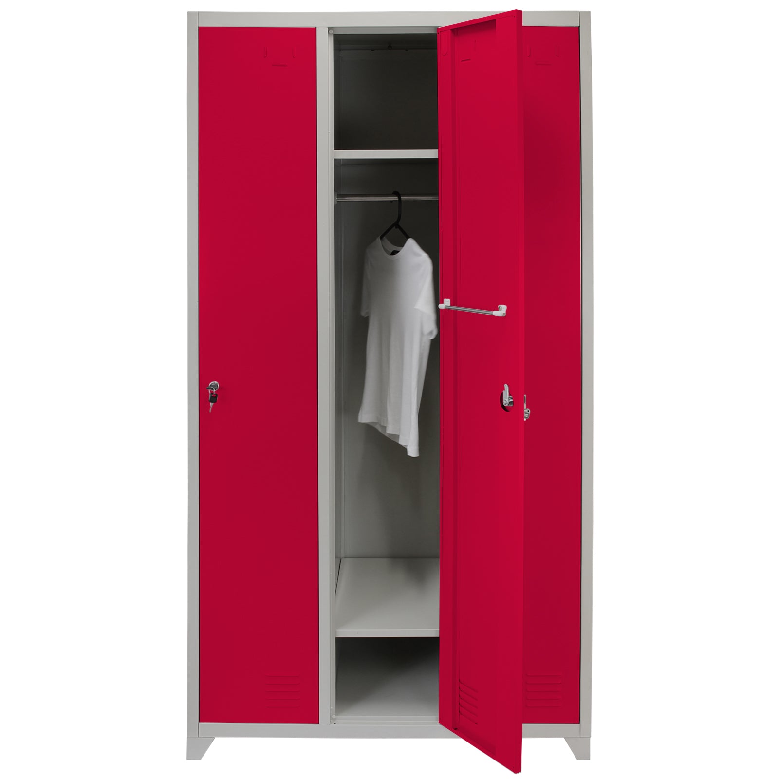 Q-Rax Armadietto 3 Porte 180x90x50 cm Acciaio Rosso Grigio