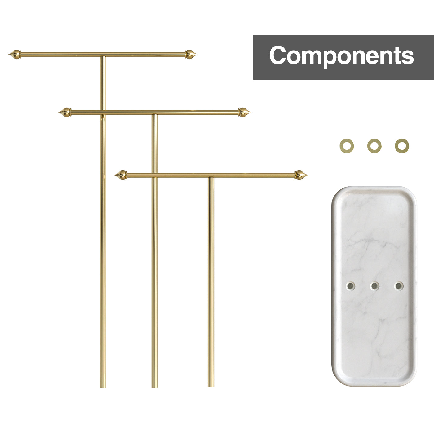 Jackcube Design Jewelry Stand Oro 3 Livelli Vassoio Marmo