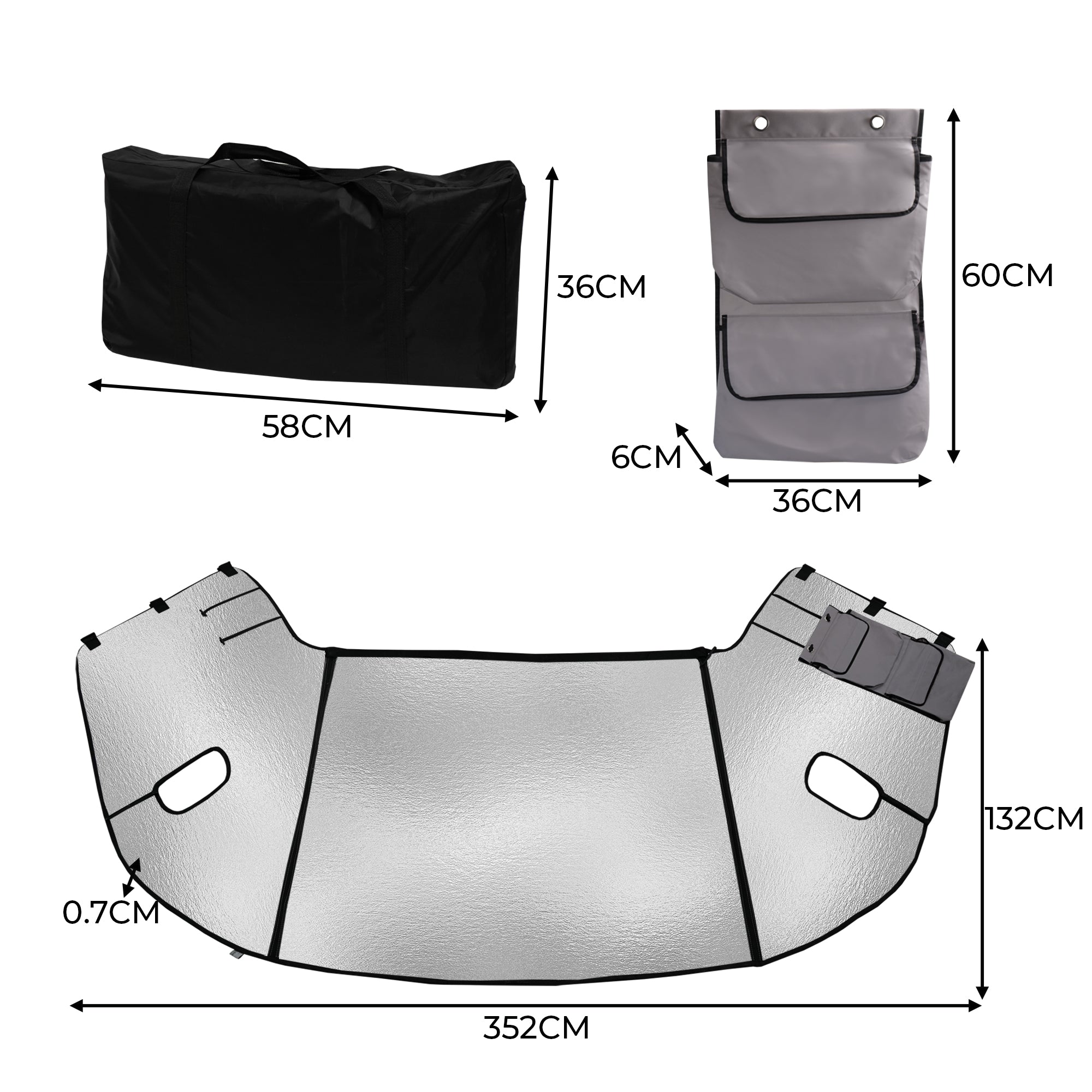 Q-Rax Copertura Parabrezza Camper Termica con Zip e Tasche