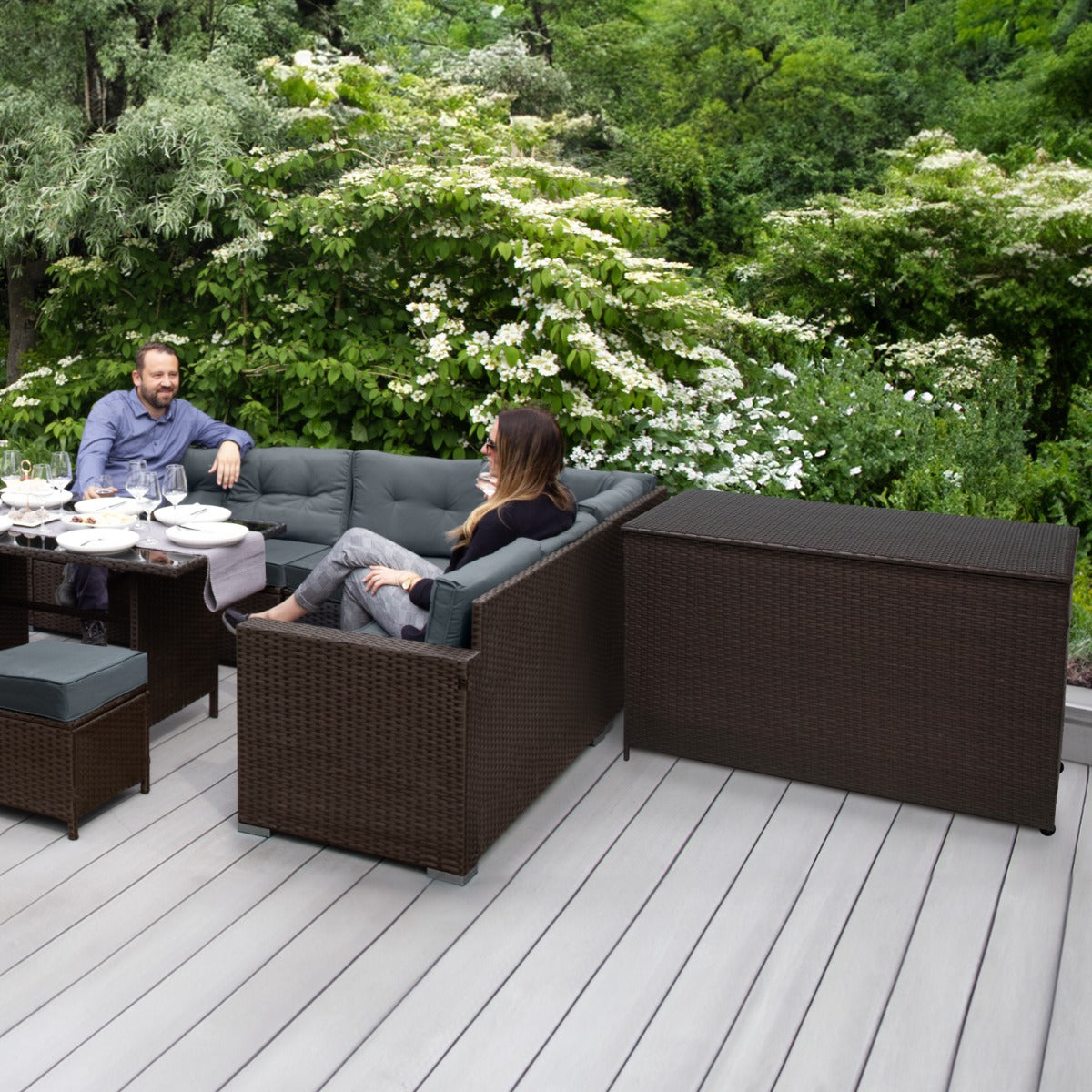 Q-Rax Mobili Esterno Box Cuscini Rattan Marrone 582L