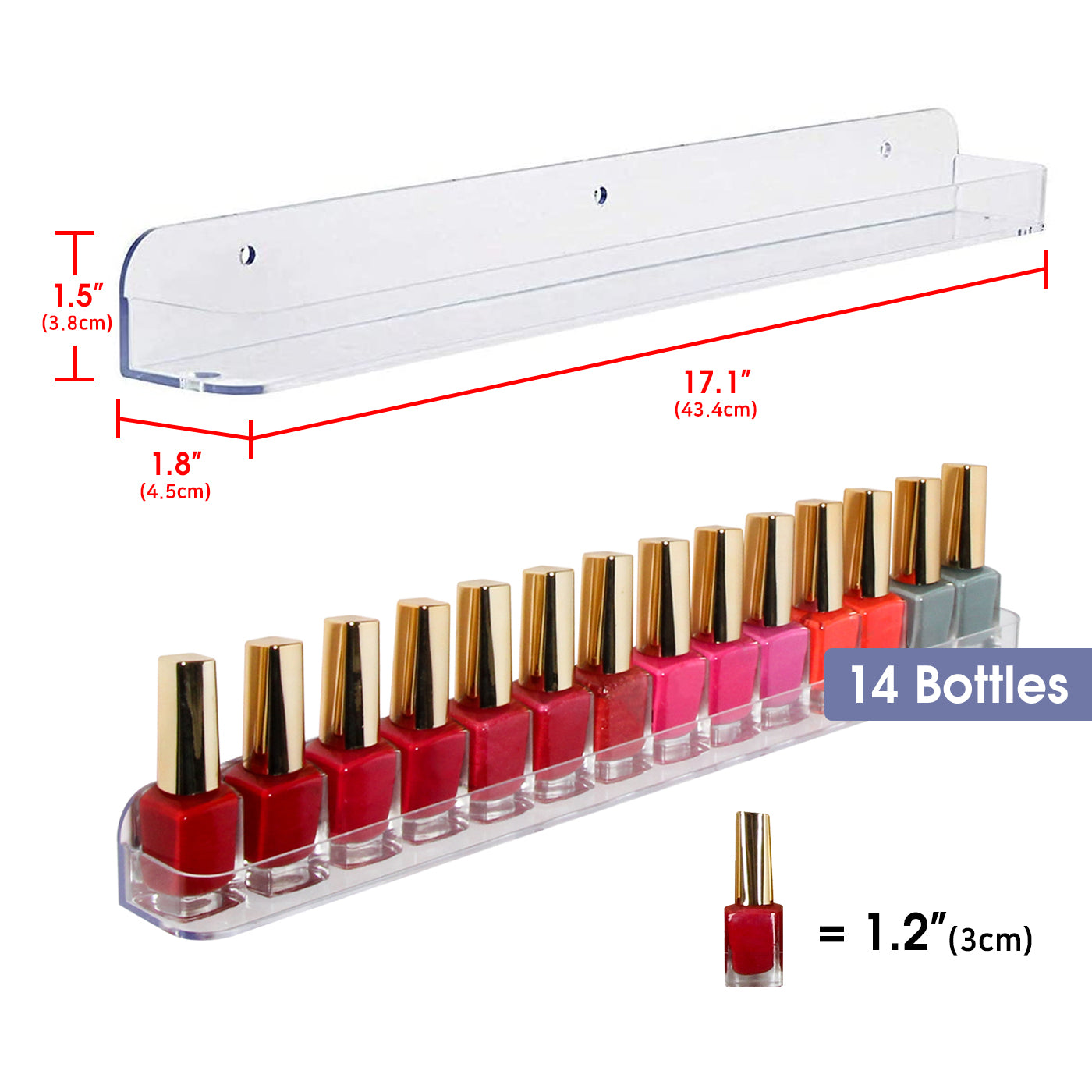 Jackcube Design Makeup & Jewelry Set 3 Mensole Smalti Acrilico da Parete