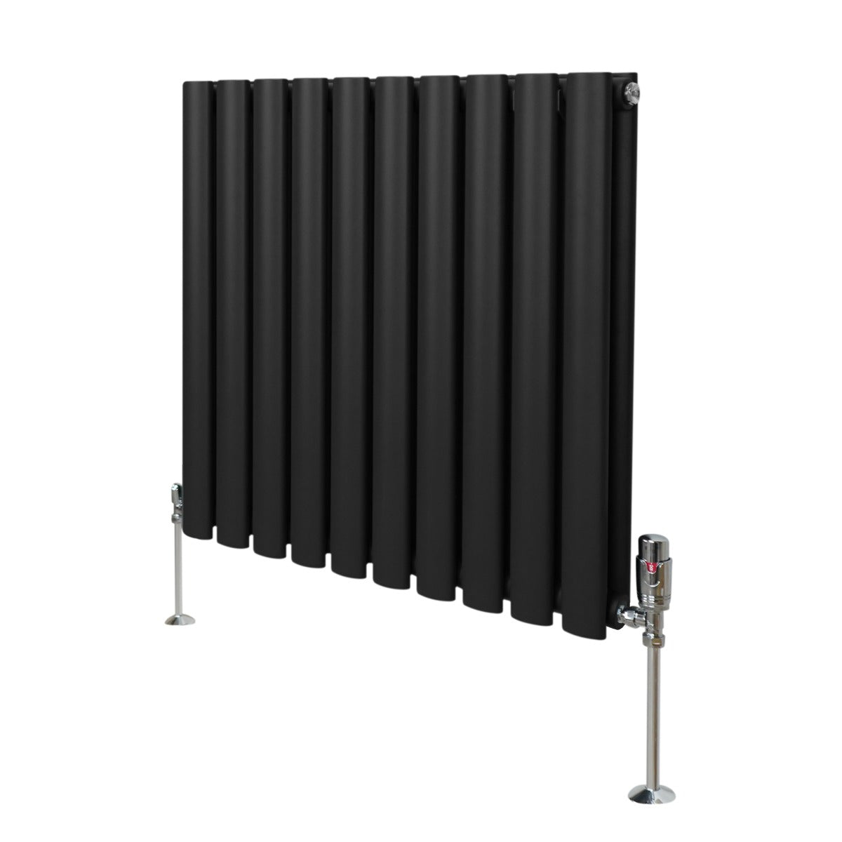 Q-Rax Radiatori Tradizionali Termosifone Ovale 600x600 Nero Valvole