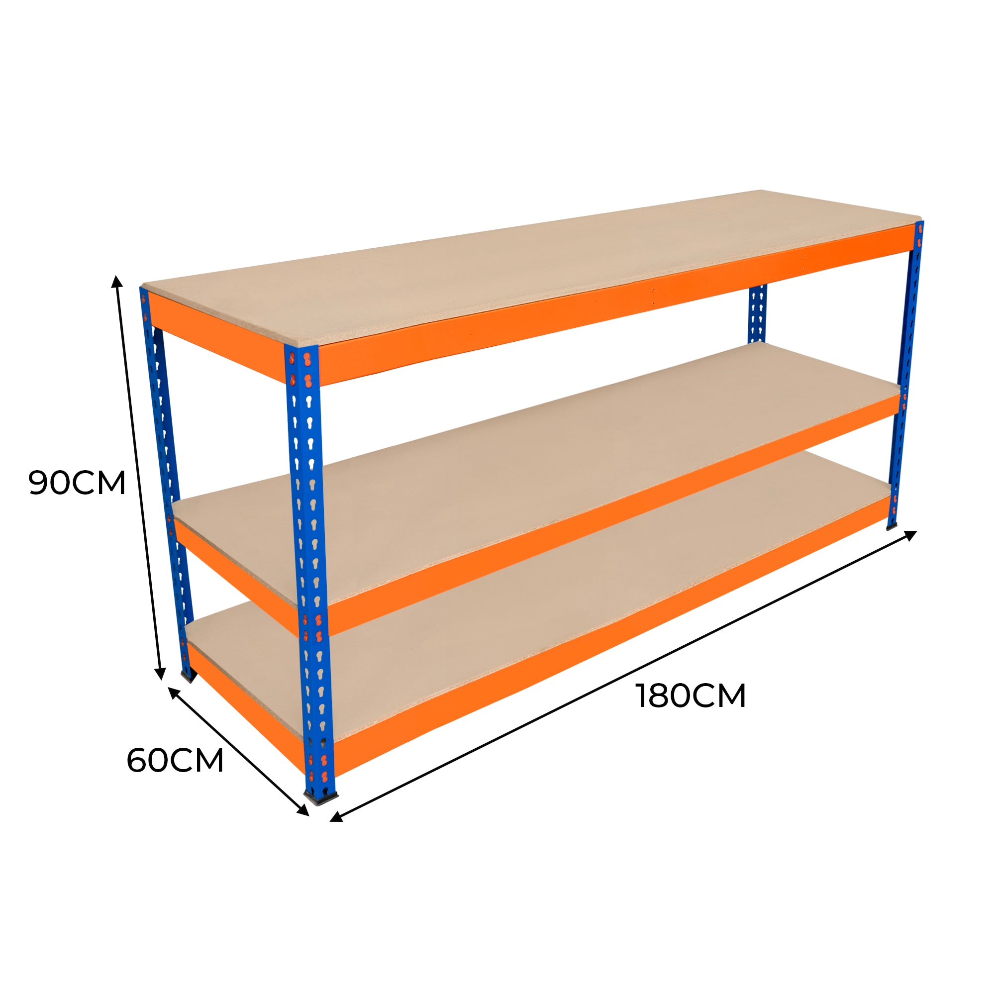 S-Rax Banco Lavoro 3 Ripiani 180x60x90 cm 300 kg