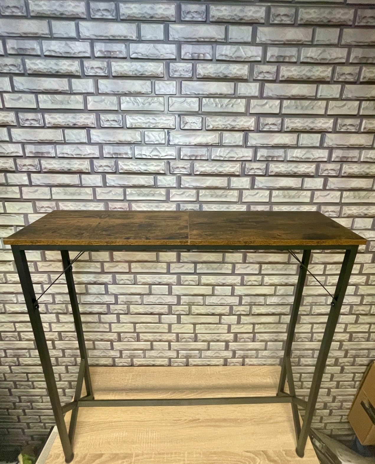 Meltrck Tavolo Consolle Vintage 80x20x80 Legno Metallo Sottile