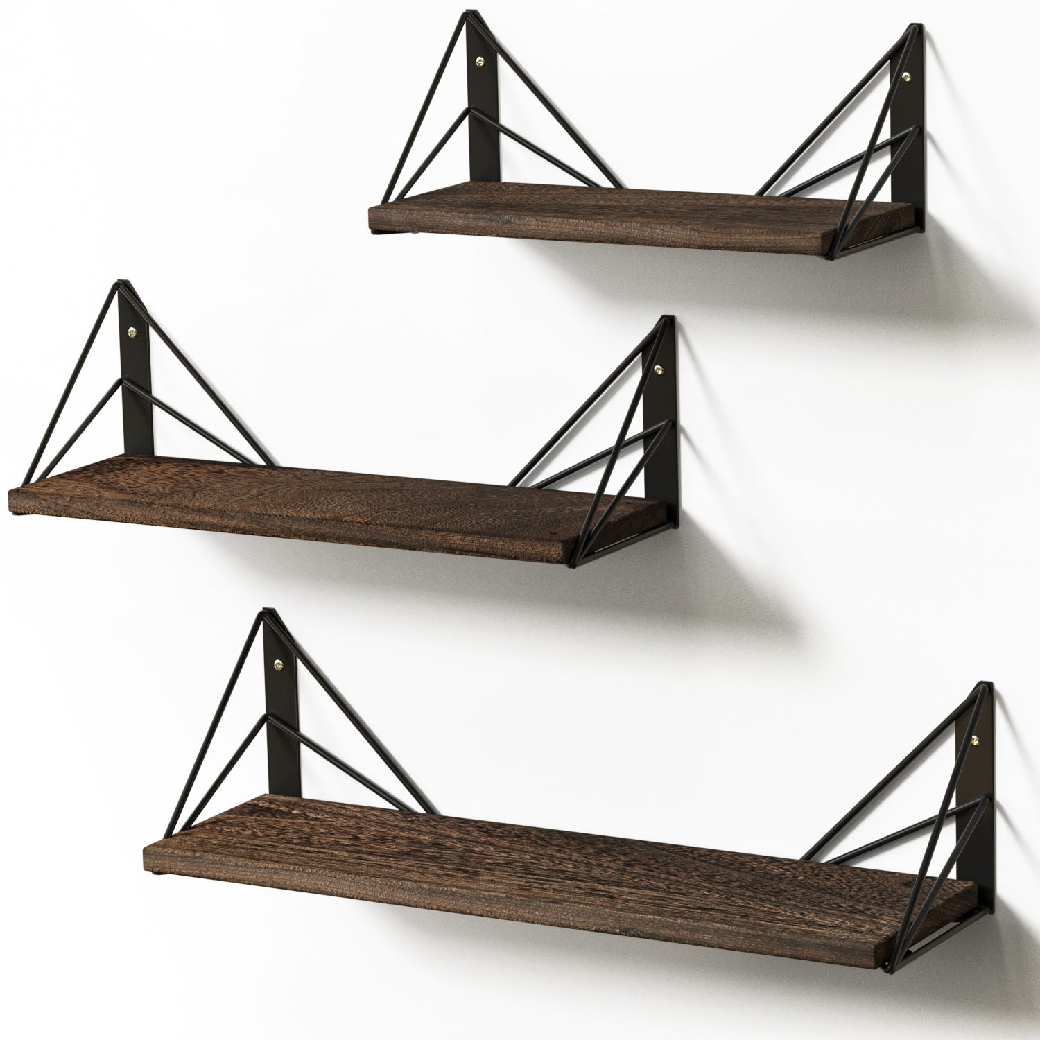 Jackcube Design Display set 3 mensole legno e metallo nero