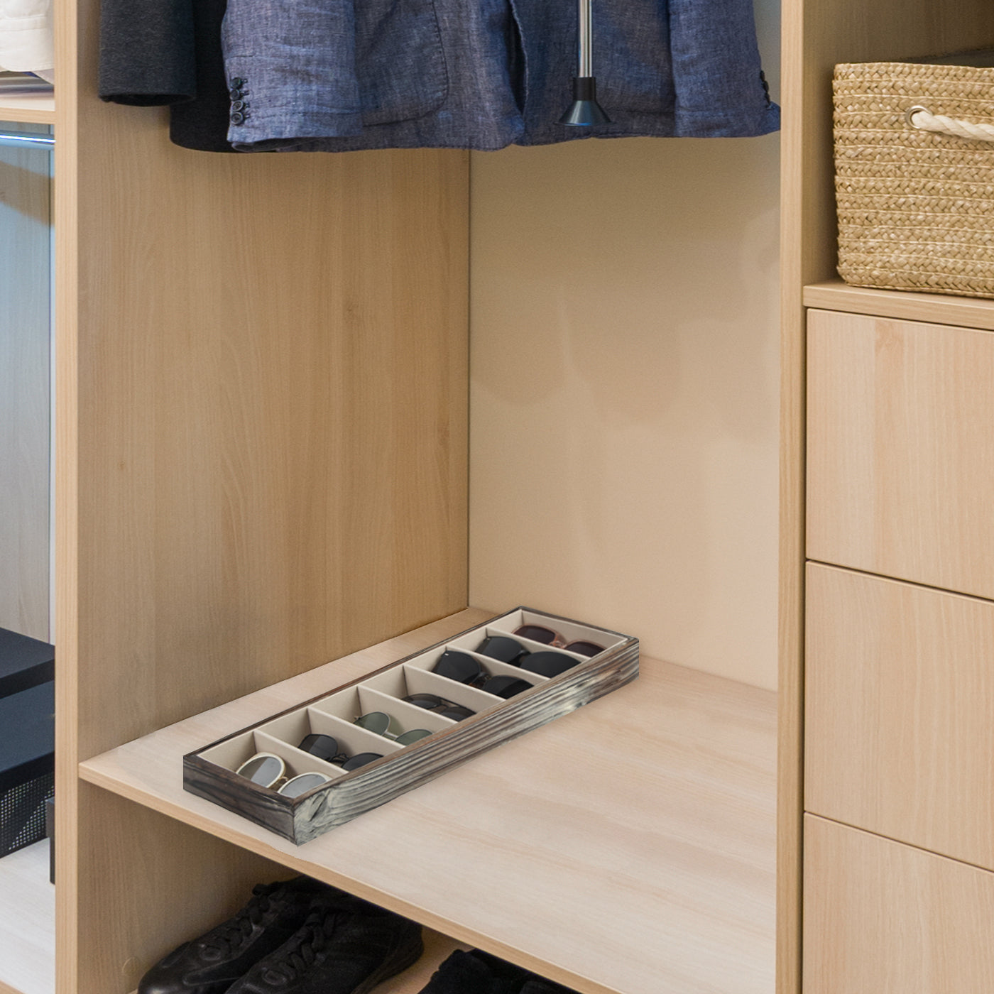 Jackcube Design Porta Occhiali Legno 7 Scomparti Effetto Rustico