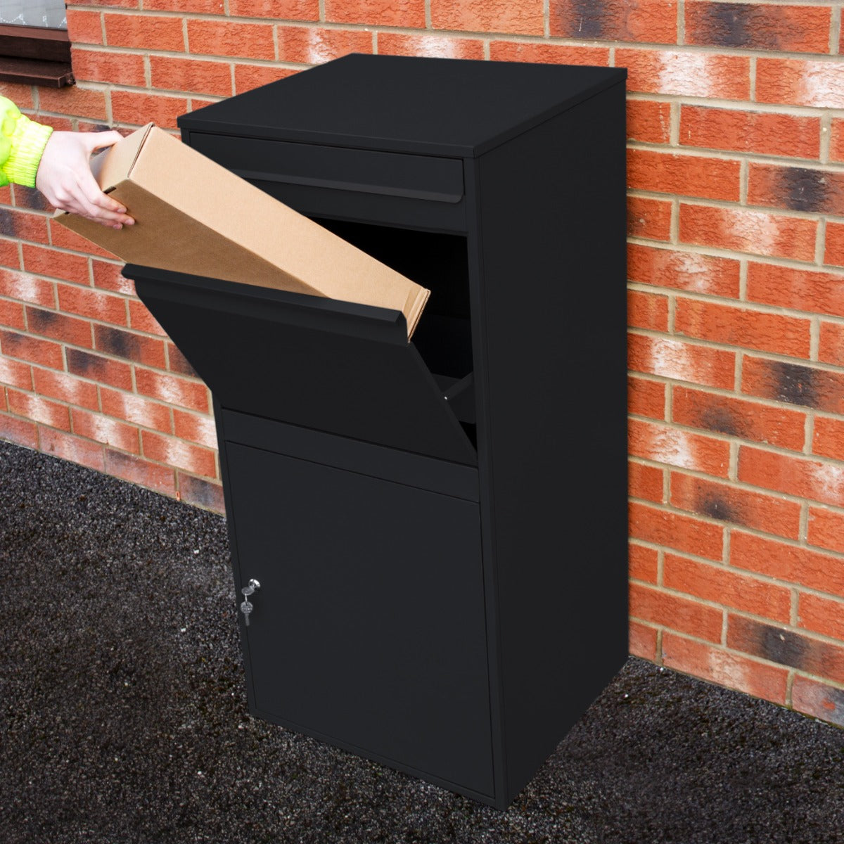 Q-Rax Accessori Cassetta postale pacchi XL nero antifurto acciaio