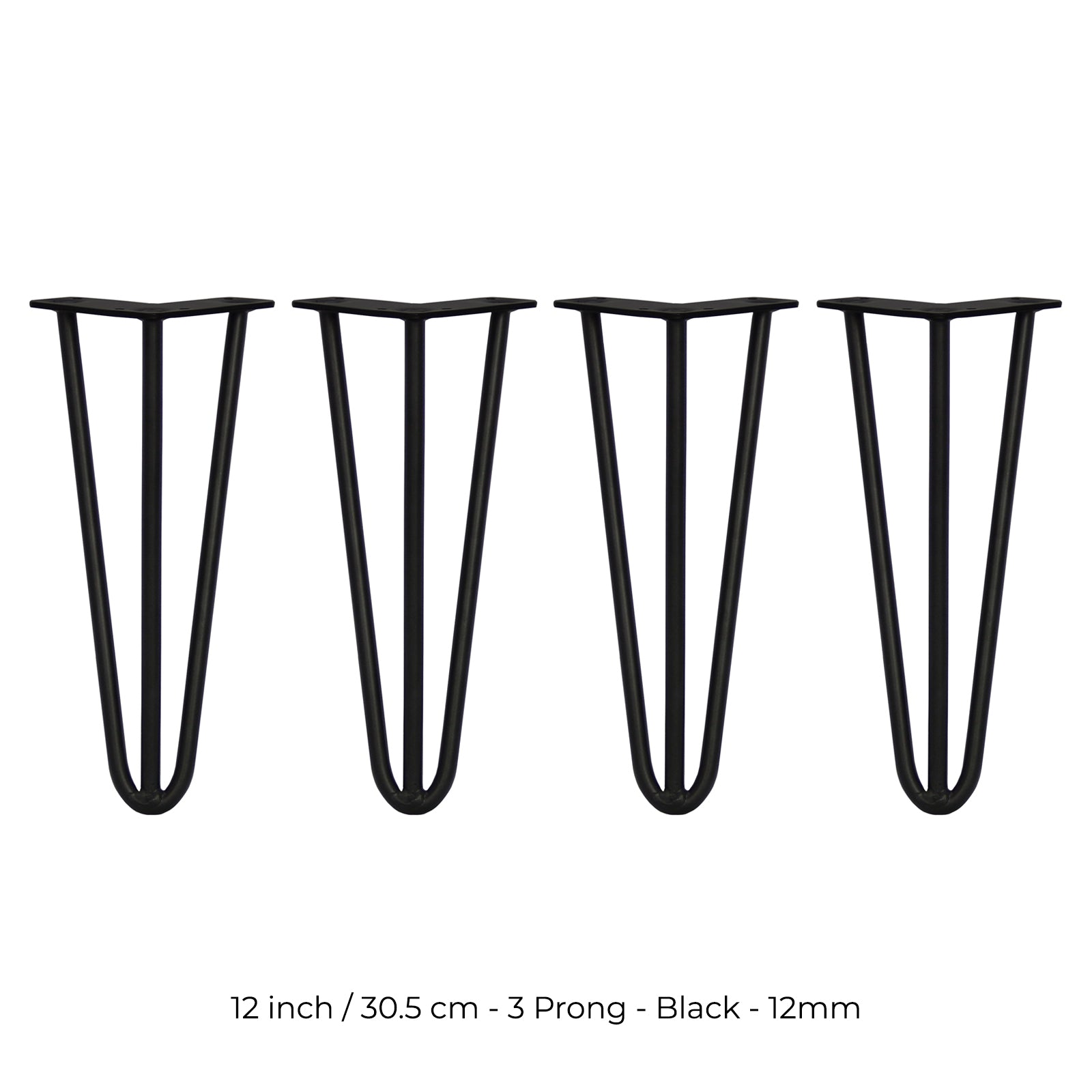 Q-Rax 4 Gambe Tavolo Forcina 30,5cm Nere 3 Rebbi