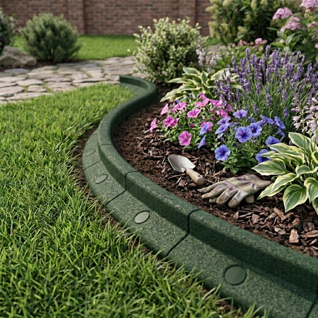 Q-Rax Bordura Giardino Flessibile Verde 6x1,2m Gomma UV