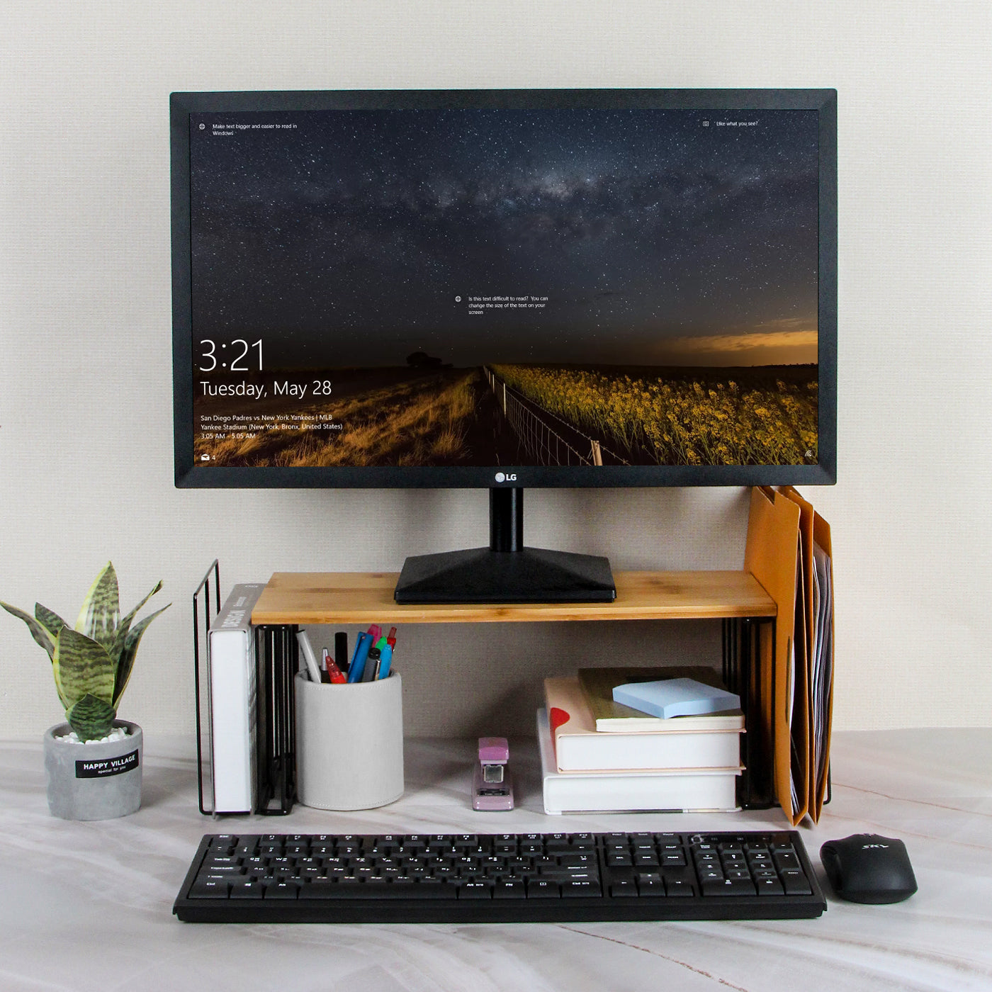 Jackcube Design Supporto Monitor Bambù con 2 Tasche Laterali