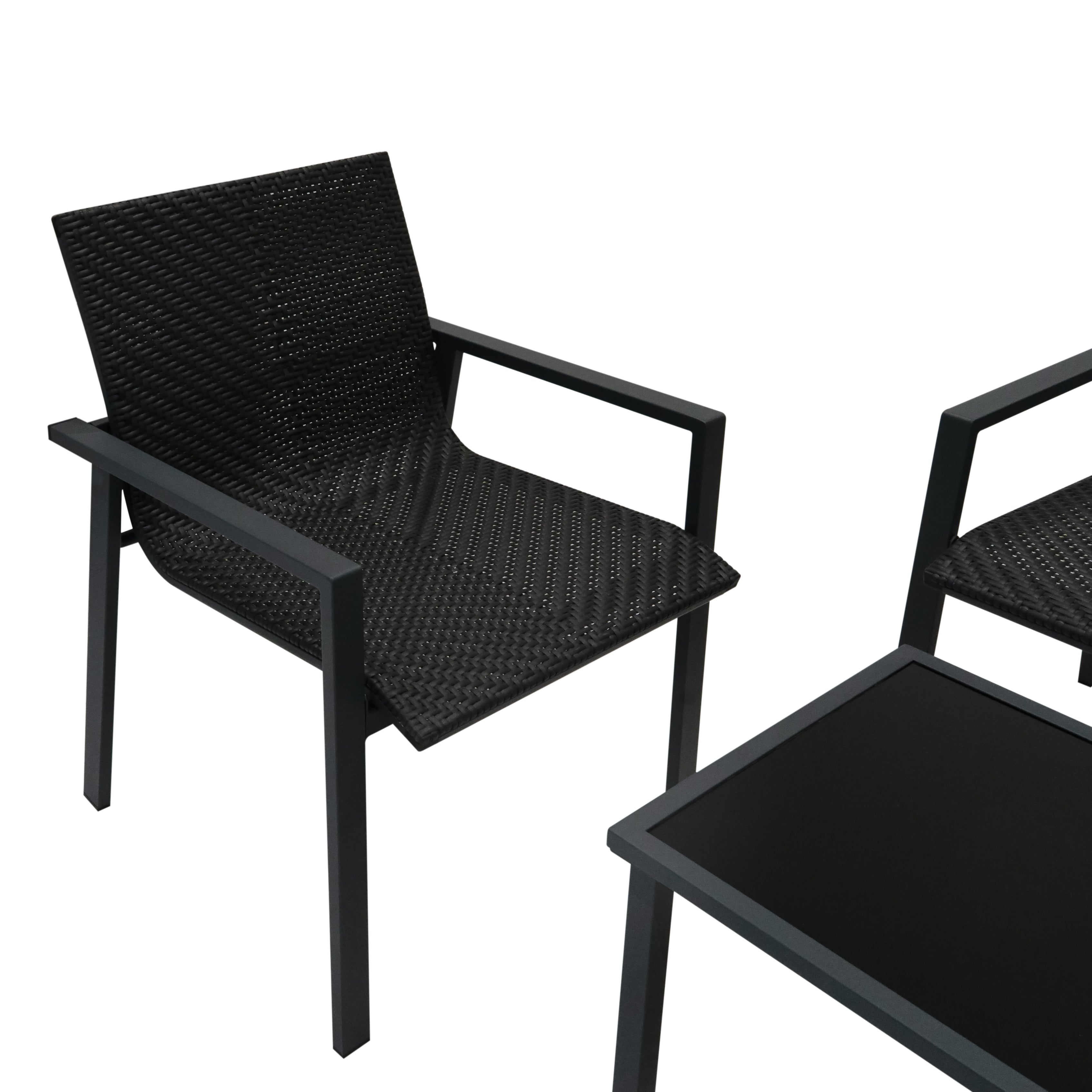 Q-Rax Mobili da Esterno Set Giardino Rattan 4 Pezzi Nero