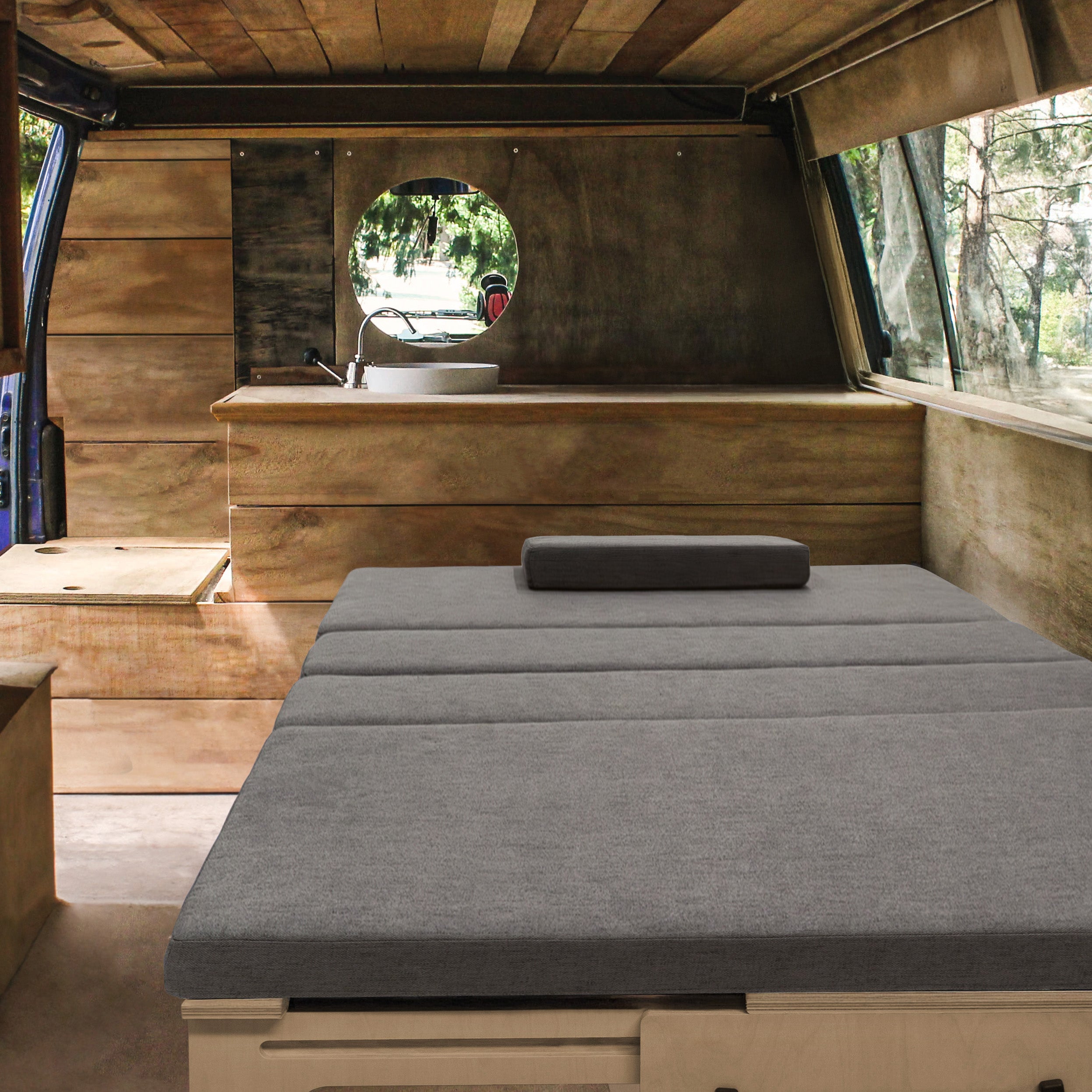 Q-Rax Letto Camper a L divano letto 120 cm grigio compensato betulla