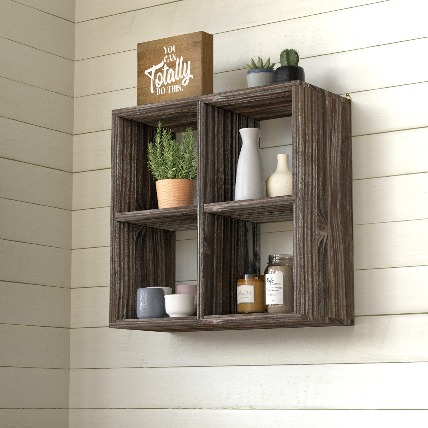 Jackcube Design Bathroom scaffale bagno legno 4 cubi con 2 cesti