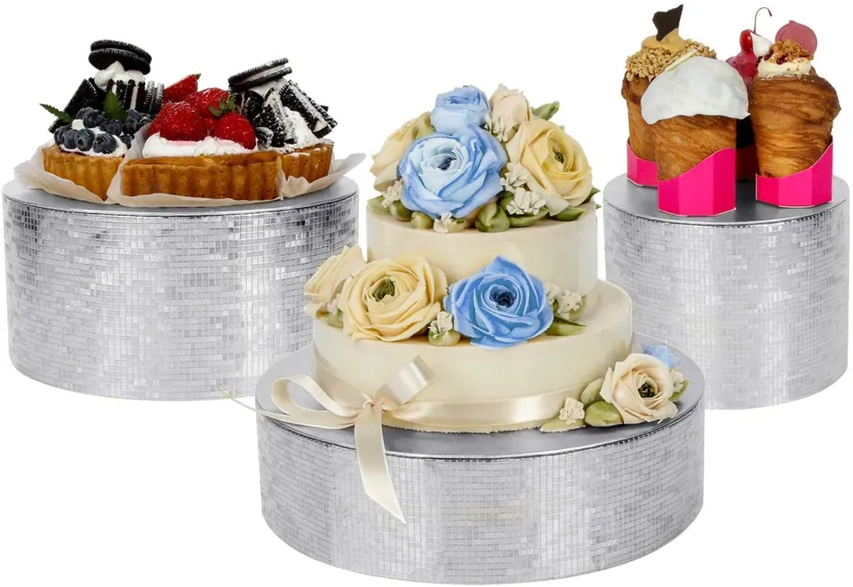 Jackcube Design Display Alzate Torta Argento Set 3 Pezzi 20-30 cm