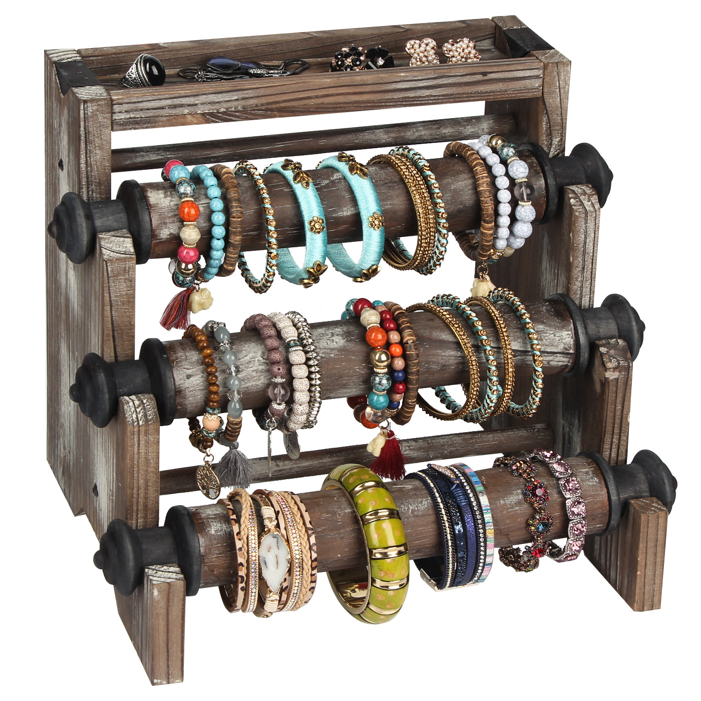 Jackcube Design Stand Bracciali Legno 4 Ripiani Rustico Bianco