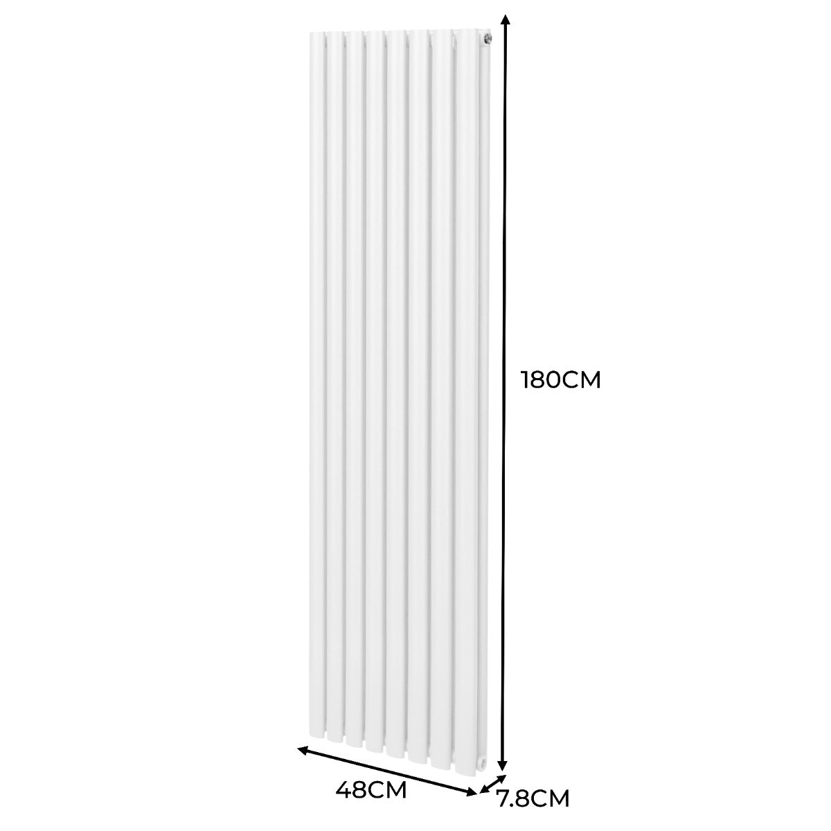 Q-Rax Radiatore 1800x480 Bianco con Valvole TRV Cromate