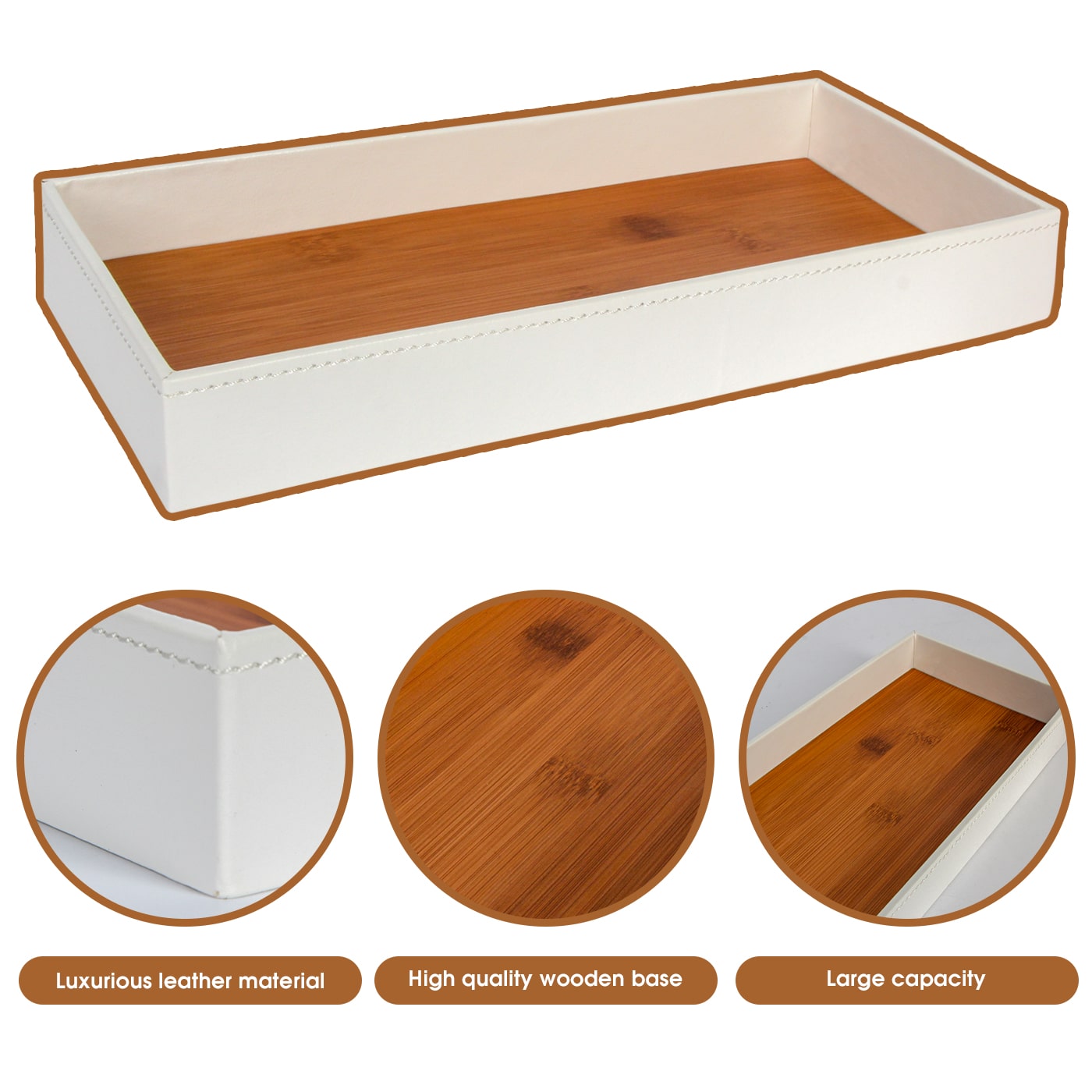 Jackcube Design Dressroom vassoio svuotatasche bianco bamboo pelle