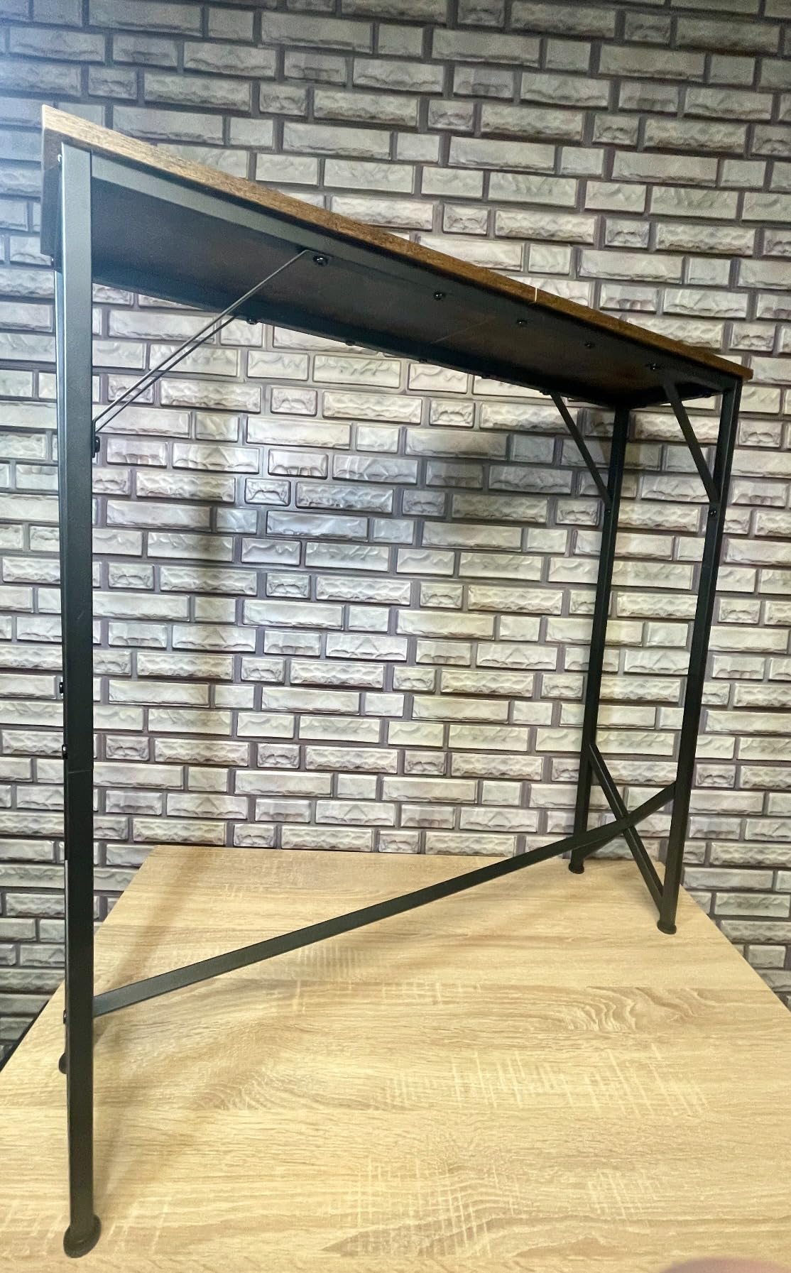 Meltrck Tavolo Consolle Vintage 80x20x80 Legno Metallo Sottile