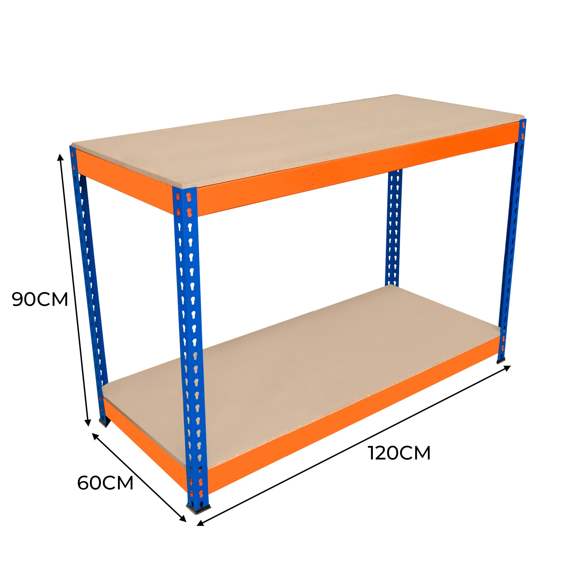 Q-Rax Scaffali da Garage Banco Lavoro S-Rax 120x60x90 2 Ripiani 600 Kg