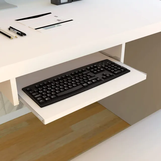 Henor Porta Tastiera Estraibile Sottotavolo 55x31 Bianco Legno