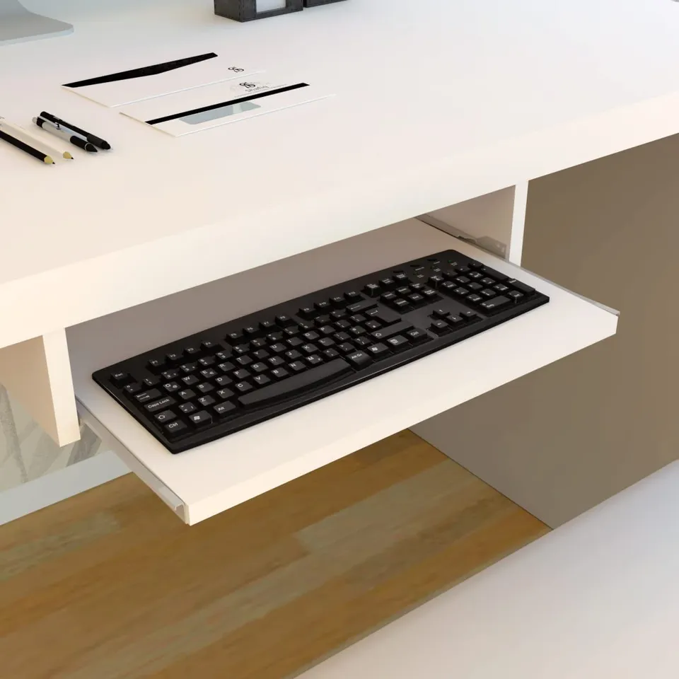 Henor Porta Tastiera Estraibile Sottotavolo 55x31 Bianco Legno