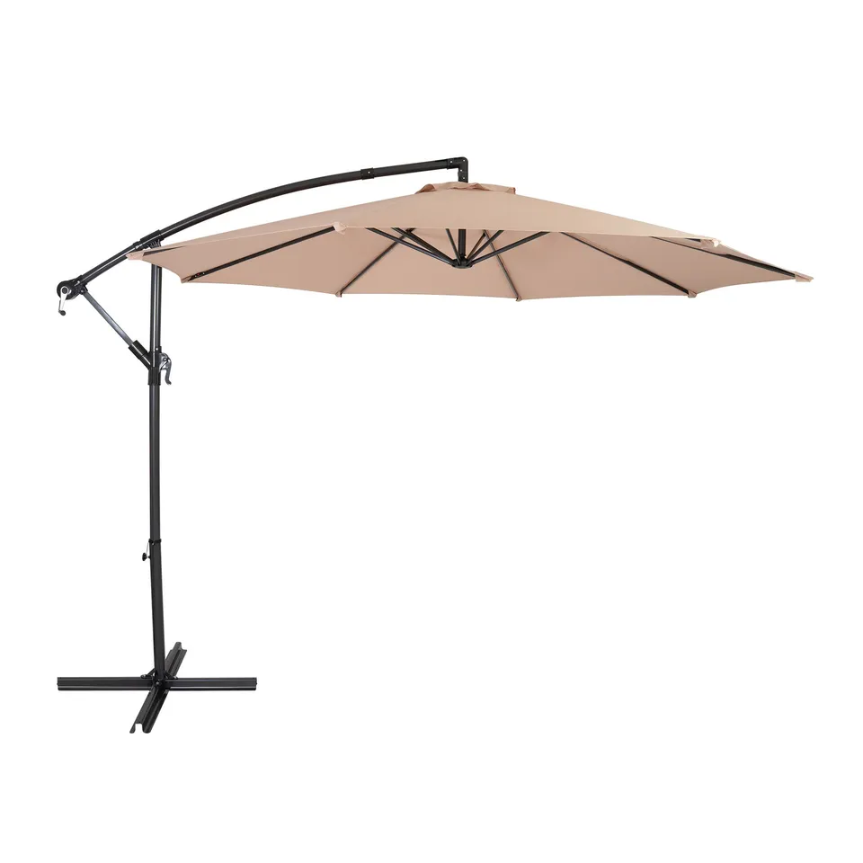 Q-Rax Ombrellone Decentrato 3m Beige con 4 Pesi