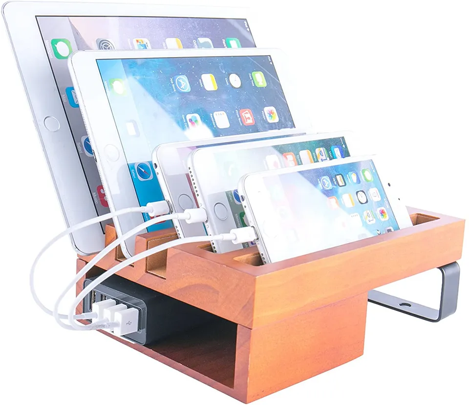 Jackcube Design Home Office Stazione Ricarica Legno 5 Scomparti Telefono