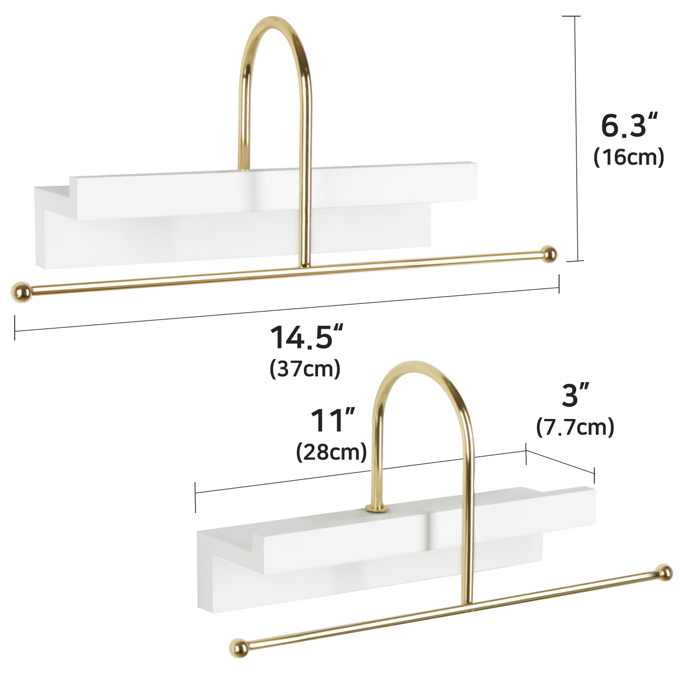 Jackcube Design Makeup porta gioielli parete bianco oro set 2