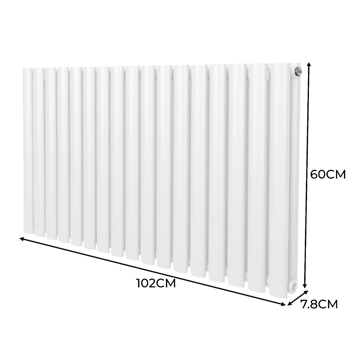 Q-Rax Radiatori Tradizionali Ovale 600x1020mm Bianco con Valvole TRV