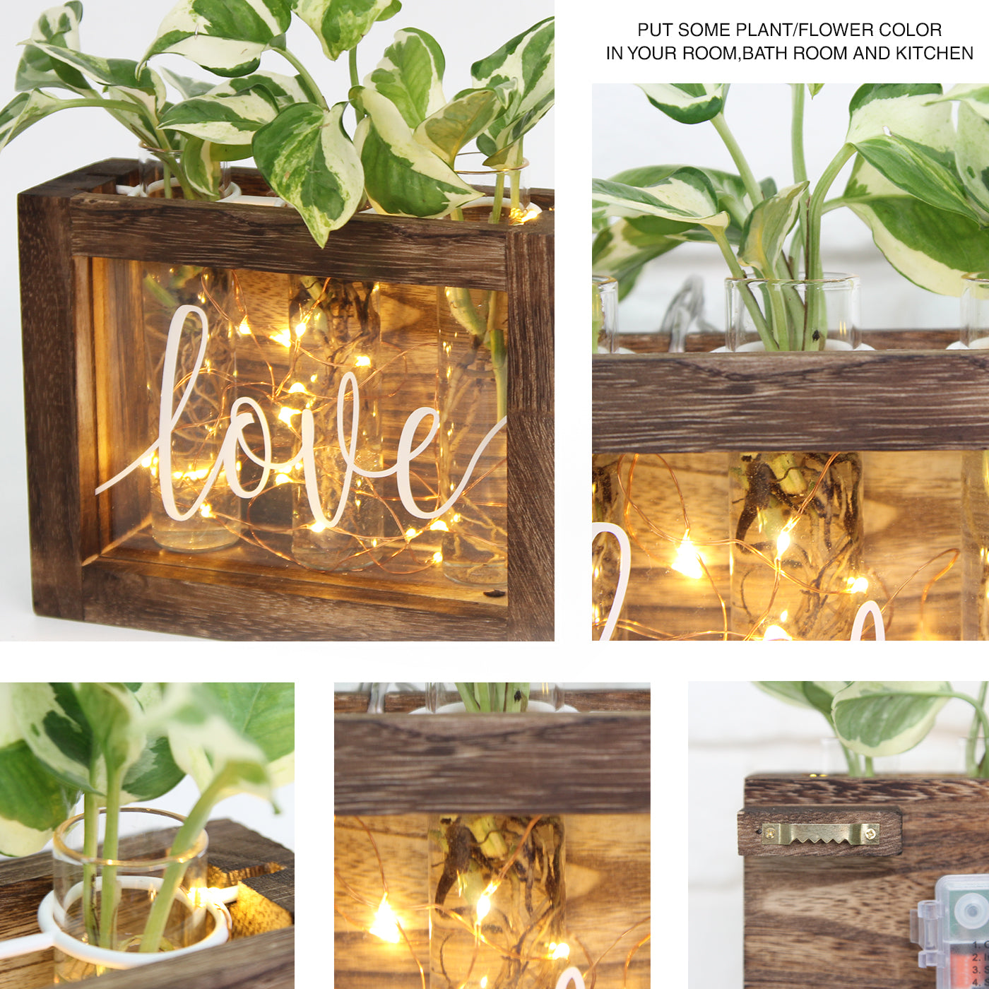 Jackcube Design Plant Vasetti Vetro 3 Pezzi con LED