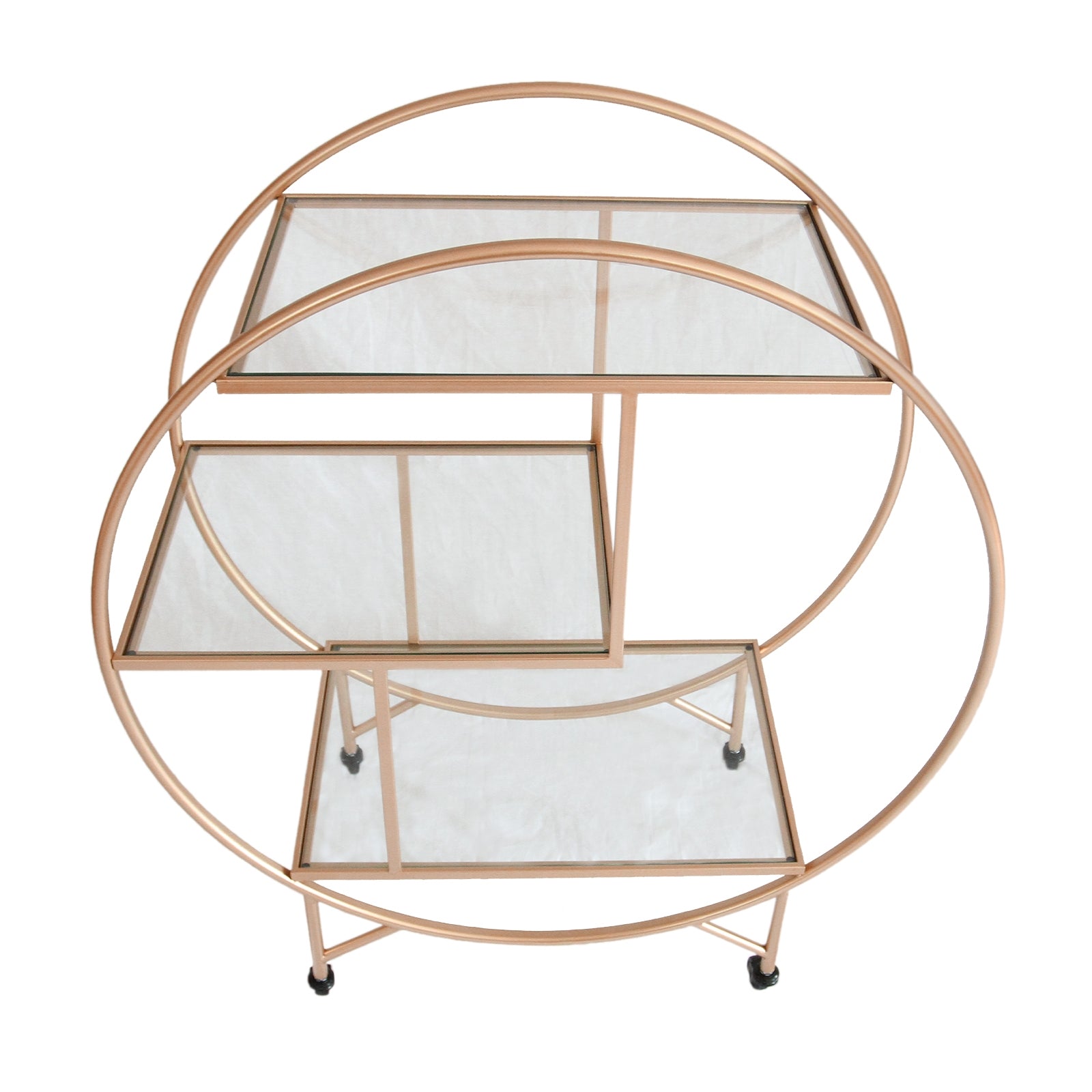 Q-Rax Carrello Bar Cocktail Grande Oro Rosato 3 Ripiani