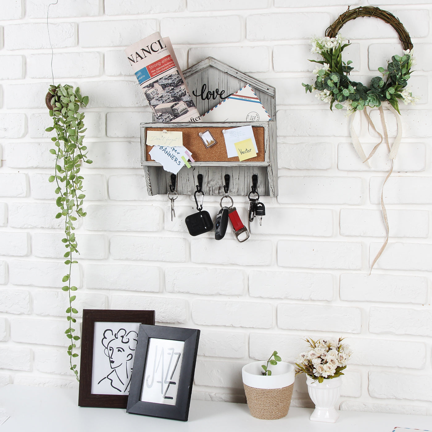Jackcube Design Entryway Portachiavi Parete 4 Ganci Bianco