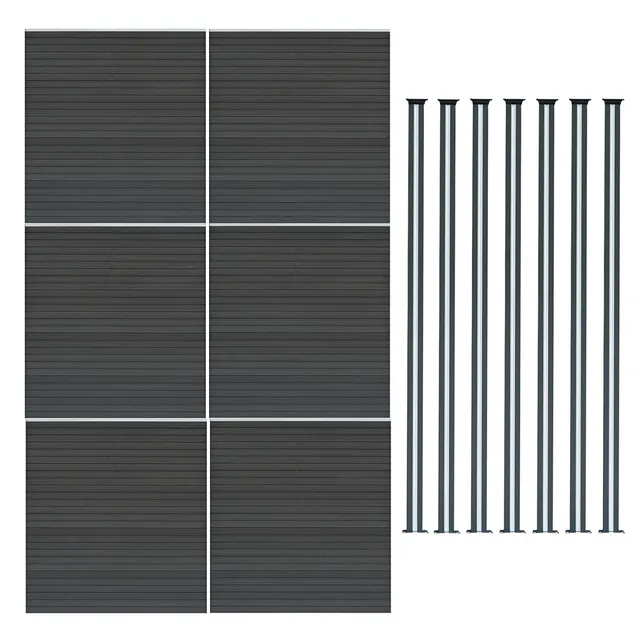 Q-Rax Recinzione Giardino 6 Pannelli +7 Pali LED Alluminio Grigio