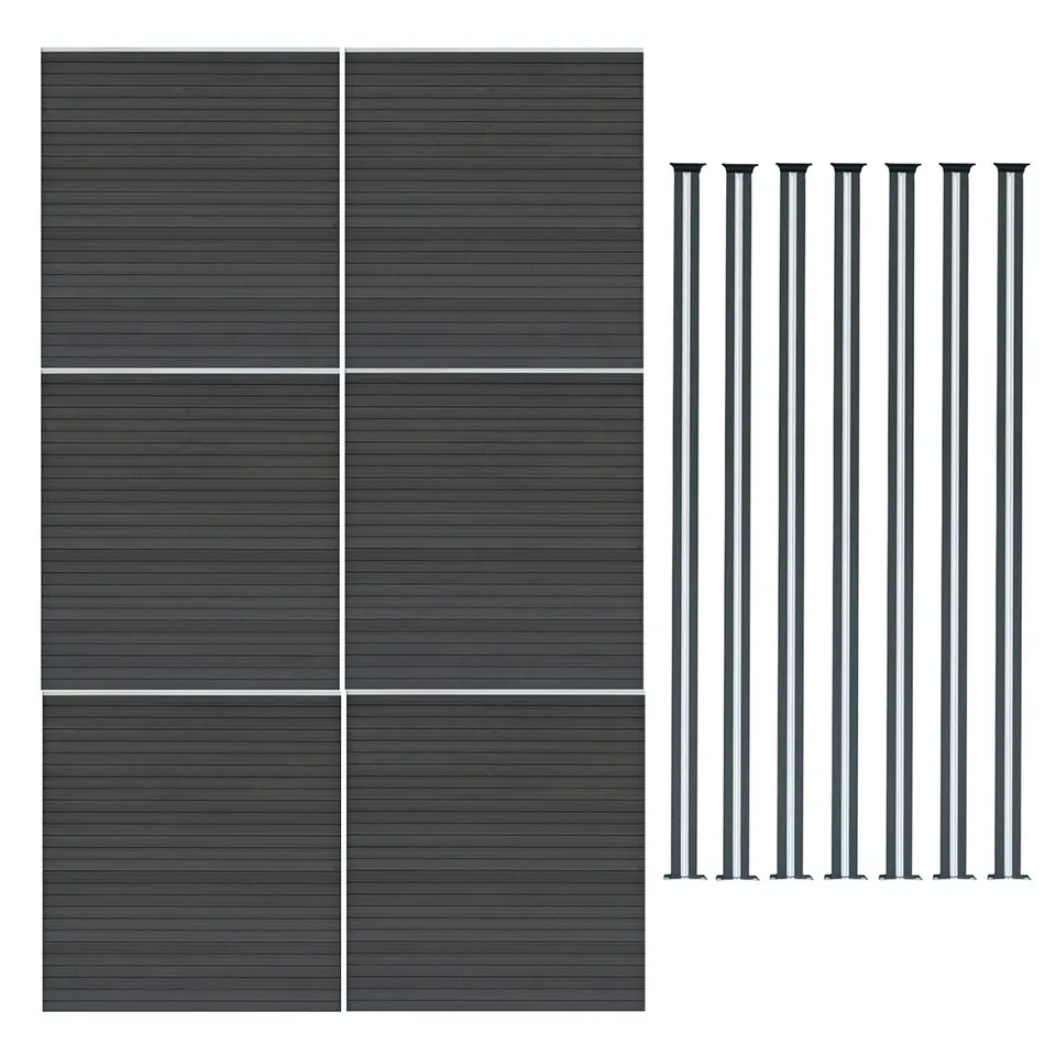 Q-Rax Recinzione Giardino 6 Pannelli +7 Pali LED Alluminio Grigio