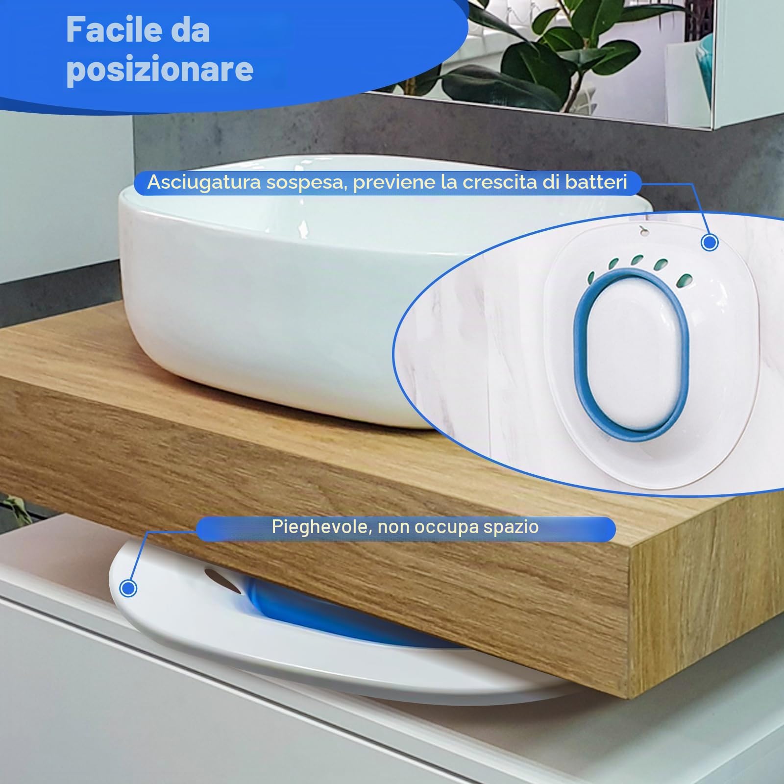 DEANIC Bidet Portatile WC Blu Pieghevole igiene intima
