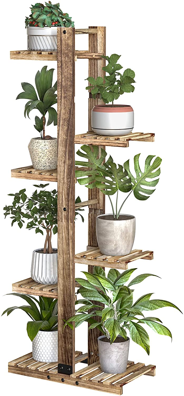 Jackcube Design Plant Scaffale Piante 6 Ripiani Legno Rustico