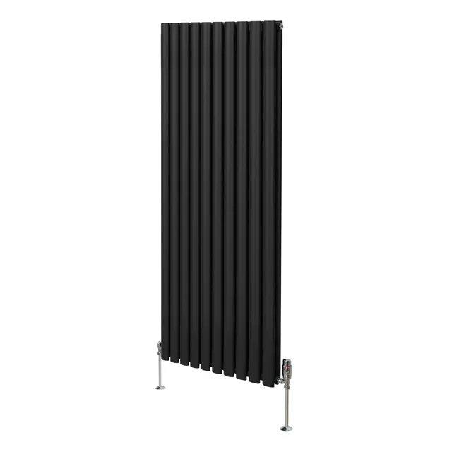 Q-Rax Radiatori Tradizionali 1600x600 Termosifone Nero Valvole