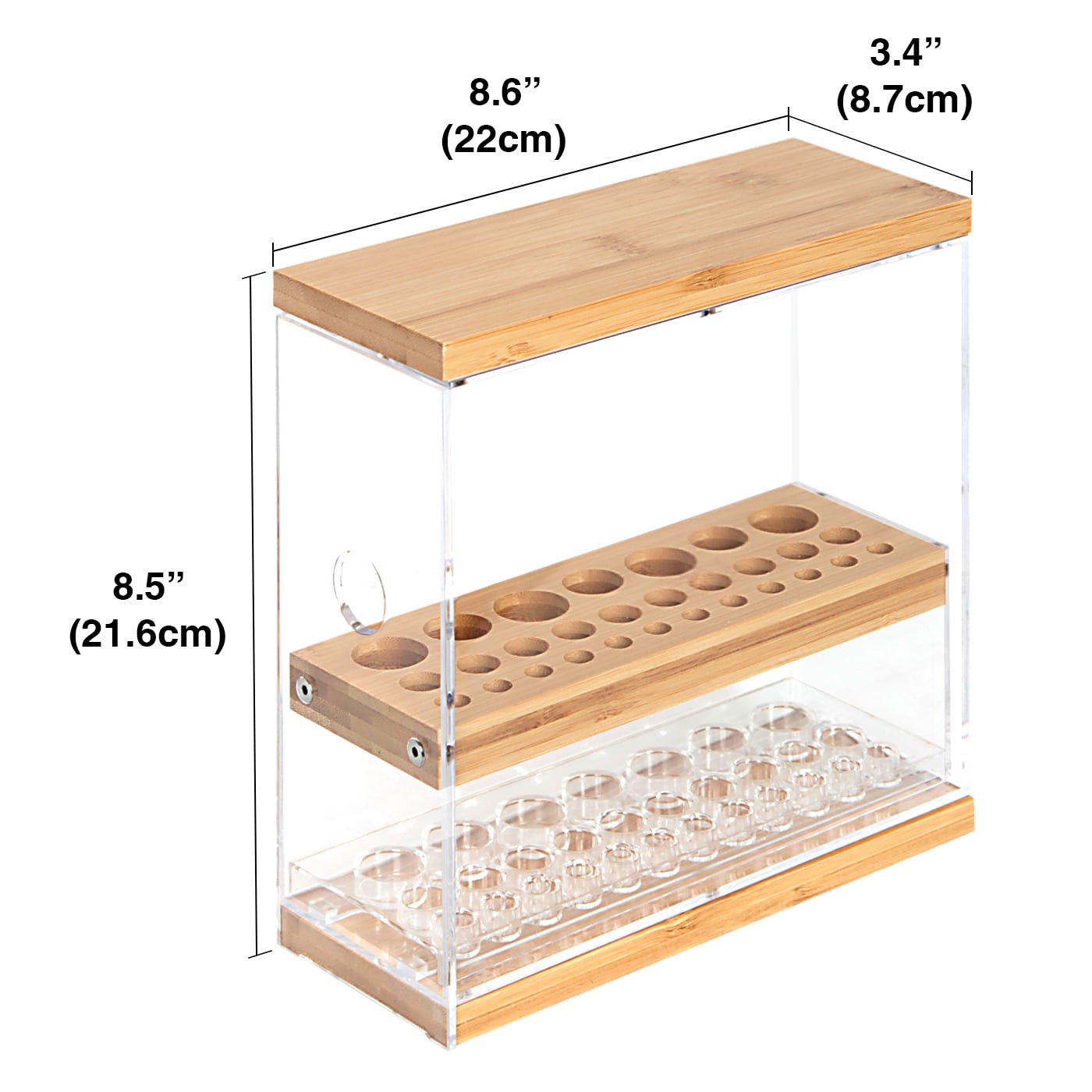Jackcube Design Portapennelli Trucco 29 Fori Acrilico Bambù Trasparente